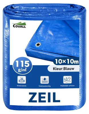 Image de Bâche de protection, 115 g/m² - 10 x 10 mètres, imperméable, très résistante et anti-déchirure