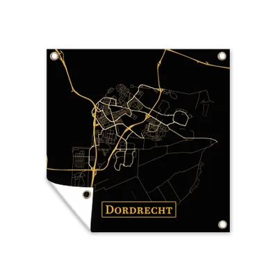 Obrázek produktu pro MuchoWow® Zahradní plakáty - Card - Dordrecht - Gold - Black - 200x200 cm - Zahradní dekorace