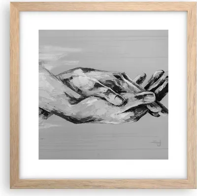 Produktbild von Gerahmtes Poster - Rahmen in heller Eiche - Handschriftlich Hände Schwarzweiß - 30x30 cm - Wand Bild - Wanddeko - Wandbilder - Kunstposter - Wandposter - Bilderrahmen - Bilder - P2NAC30x30-4566