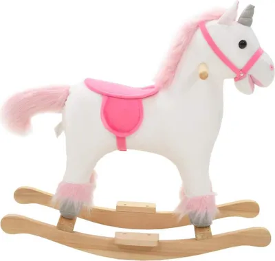 Produktbild von vidaXL Schaukeltier Einhorn Plüsch 65x32x58 cm Weiß und Rosa