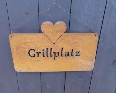 Produktbild von Dekoratives Eisenschild " Grillplatz " 25 x 16 cm Echtrost Geschenk