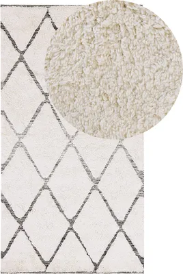 Produktbild von BELIANI Teppich Beige mit Grau 80 x 150 cm Shaggy Handgewebt mit orientalischem Muster Rechteckig