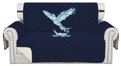 Productafbeelding van Bankhoes voor 2 personen, waterdicht, krasbestendig, donkerblauw, met armleuningen en zijvakken