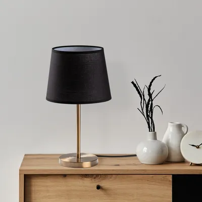 Produktbild von Opviq, Hochwertige Tischlampe, Metallkörper, Antik, 21 x 21 x 39 cm | Stoffschirm Ø17-21 h:17 cm | 200 cm Kabel mit Schalter | E27 Max 40 W, ideal für Hotel & modernes Zuhause.