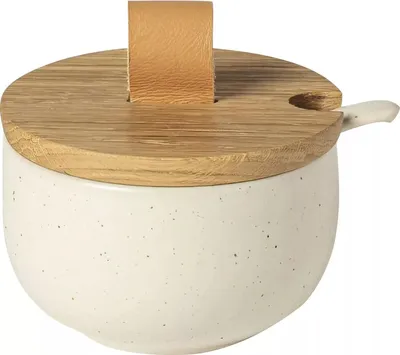 Produktbild von COSTA NOVA Pacifica Zuckerdose mit Holzdeckel und Löffel, vanilla