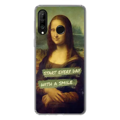 Produktbild von MuchoWow® Handyhülle Schutzhülle Hülle für Huawei P30 Lite Mona Lisa - Zitat - Da Vinci Silikon Softcase Handy Hülle - Handyhülle