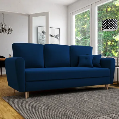 Produktbild von Komfortables 3-Sitzer Schlafsofa LAGOS mit Schlaffunktion, mit Bettzeugablage, mit Holzfüßen und mit automatischer Klappvorrichtung, Farbe: Kronos 09