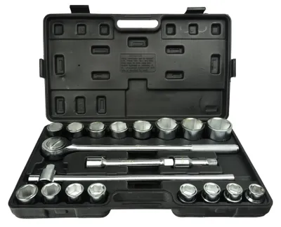 Immagine prodotto di Kit chiavi a bussola,cricchetto e prolunghe 3/4'', 19-50 mm, kit attrezzi per auto, officina, fai-da-te ,21 pezzi Geko