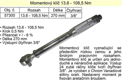Produktbild von VOREL Drehmomentschlüssel 10 (3/8") 13.6 bis 108Nm