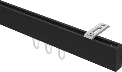 Produktbild von Interdeco Innenlaufstange / Gardinenstange mit Innenlauf Schwarz, Typ Smartline Paxo (Kappe) Deckenmontage, 14x35 mm 1-läufig, 240 cm