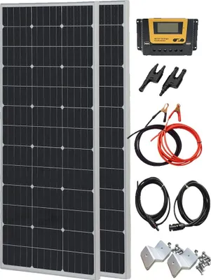 Immagine prodotto di Pannello solare, silicio monocristallino, 39 celle solari, kit solare 2X150
