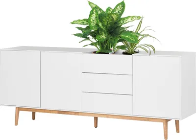 Produktbild von home24 Sideboard - Weiß - Eiche - 200 x 80 x 45 cm