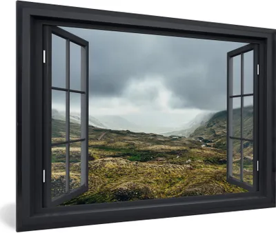 Produktbild von MuchoWow® MuchoWow® Gerahmtes Poster Aussicht - Berg - Wolken 90x60 cm - Poster mit zchwarzem Bilderrahmen - Fotorahmen - Foto-Plakat
