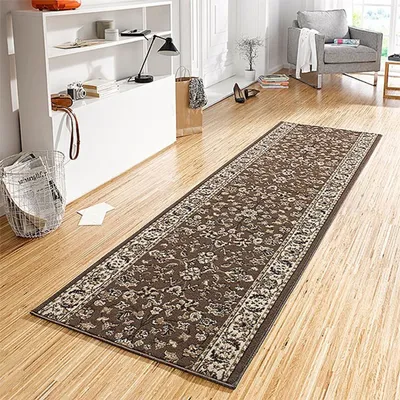 Produktbild von Kurzflor Teppich Läufer Vintage Braun , Größe:80x200 cm