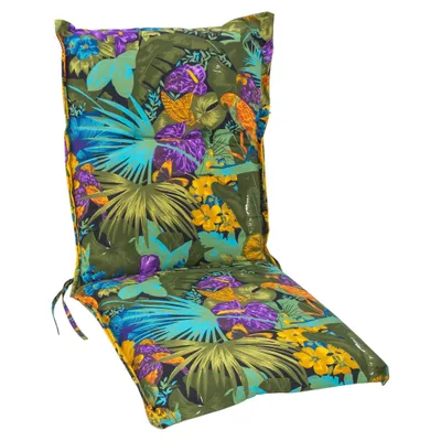 Produktbild von Universal Niedriglehner Polster Auflage 100 x 50 cm - Amazonas - Gartenstuhl Niederlehner Kissen mit Tropen Blumen bunt