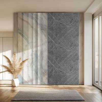 Produktbild von HEXIM Marmorplatten Optik 5 Stück 280x122 cm SPC Kunststoff Innen & Außenbereich Granit Steinoptik - Duschrückwand Küchenrückwand Spritzschutz Betonoptik (17,08 m² 8146) A-Serie