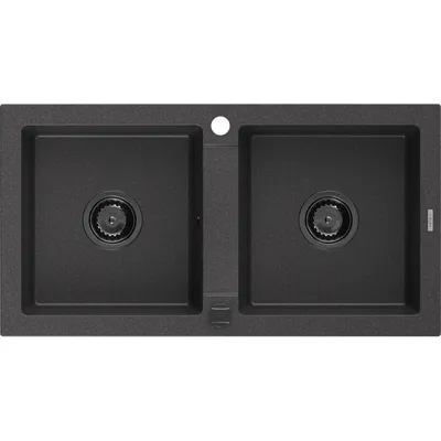 Obrázok produktu pre Mexen Mario granitový dvojkomorový drez 820 x 436 mm, Čierna škvrnitá, Sifón Čierna - 6504822000-76-B