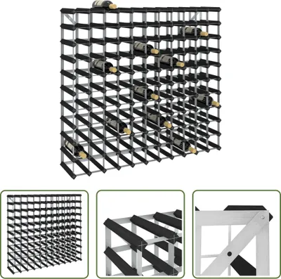 Produktbild von The Living Store Weinregal für 120 Flaschen Schwarz Massivholz Kiefer