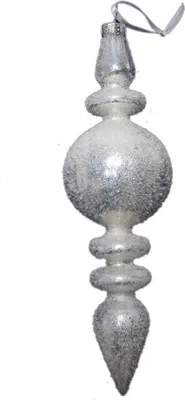 Produktbild von Glaszapfen Hänger Fensterhänger beeist silber weiß 6,5x20,5cm Weihnachten Winter