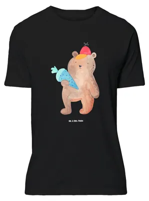 Produktbild von Mr. & Mrs. Panda Größe L T-Shirt Bär Schultüte - Schwarz - Geschenk, Shirt, mit Spruch, Schulanfang, Schulbeginn, Tshirt, Einschulung, Teddy, Grundschule, Erster Schultag