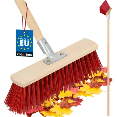 Image de KOTARBAU® Balai Brosse 33 cm Balai Exterieur Terrasse Brosse de Voirie avec Manche Bois PVC Poils Durs de Jardin Outil de Nettoyage