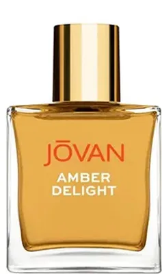 A bottle of Jovan Amber Delight Eau de Parfum spray.