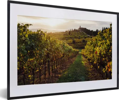 Produktbild von MuchoWow® MuchoWow® Gerahmtes Poster Toskana - Landschaft - Weinberge 60x40 cm - Poster mit zchwarzem Bilderrahmen - Schlafzimmer - Plakat in Rahmen - Drucken