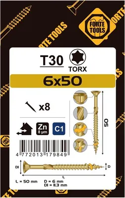 Image de Spanplatte Scr T30 6.0X50 Gelb Zn8Stk