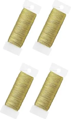 Produktbild von 4 Rollen Basteldraht Gold, 0,3mm x 100m Schmuckdraht Gold für Draht zum Basteln Blumendraht Wickeldraht Modellierdraht Floristendraht Handwerk DIY Skulpturen Dekoteile Bastelarbeiten