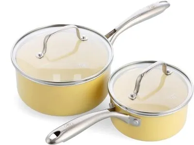 Produktbild von Keramische Antiaanbak Pannenset - 14 cm & 18 cm - Gelb - PFAS-frei