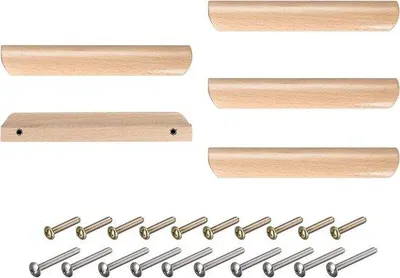 Obrázek produktu pro Kuchyňské zásuvky – 5 ks dřevěných úchytek 160 mm – distanční vložky – zásuvky do kuchyňského nábytku