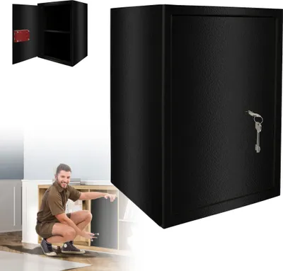 Produktbild von LZQ sejf meblowy z zamkiem dwupiórowym stalowy sejf mini sejf z 2 kluczami zamykany sejf sejf sejf sejf sejf ścienny sejf ścienny 35x50x31cm, czarny