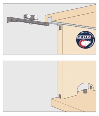 Schiebetürbeschlag für 1 Innentür bis 16 kg, Clipmontage