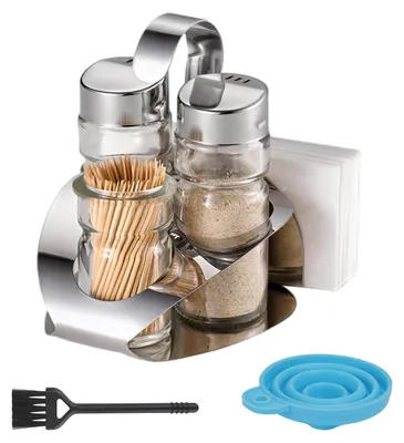 Gewürzstreuer-Set 4-in-1 aus Glas und Edelstahl