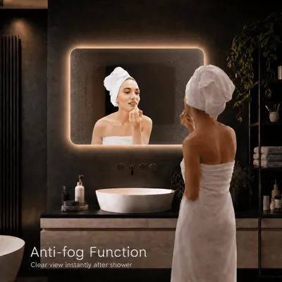 Image de LoXa – Miroir de salle de bain rectangulaire Malaga avec LED 80 × 60 cm – Dimmable – 3 modes LED – Surface antibuée – Qualité durable – Installation facile