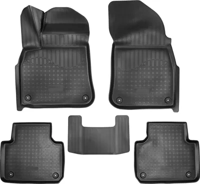 Image de Tapis De Sol En Caoutchouc TPE Pour Volkswagen Touareg 3 Depuis 2018 4pcs, Système de Fixation Bord Haut Noir Antidérapant Toutes Saisons