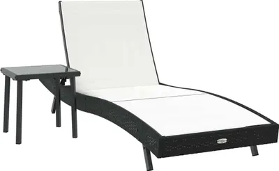 Produktbild von vidaXL Sonnenliege 2 pcs Schwarz und Weiß Poly-Rattan