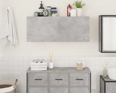 Produktbild von (Robust Möbel)Bad-Wandschrank/Badezimmerspiegelschrank(1 pcs）CLORIS - Spiegelschrank - Betongrau 100x25x40cm Holzwerkstoff - Spiegelschränke GermanyMöbel7036581