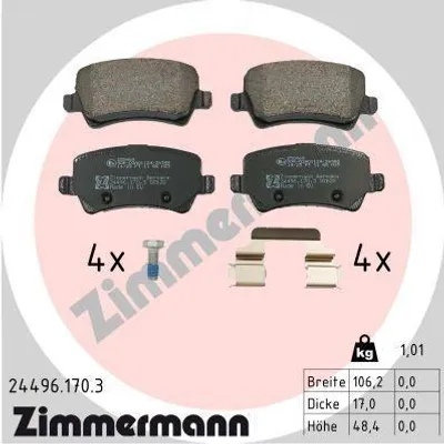 Produktbild von ZIMMERMANN Bremsbeläge Satz Hinten Bremsklötze für VOLVO XC60 (156) 24496.170.3