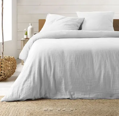 Immagine prodotto di Biancheria da letto in garza di cotone bianca, 240 x 220 cm
