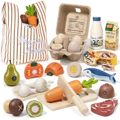 Produktbild von Holz-Spielzeuglebensmittel Spielküche Kinderspielzeug - Aus Holz - Für Rollenspiele - Für Küche und Spielzimmer
