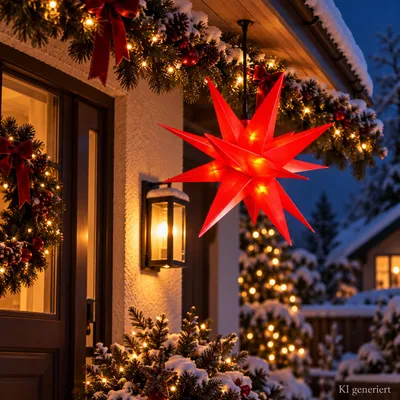 LED Weihnachtsstern Rot Ø 25cm Fensterstern Faltstern Innen und Aussen