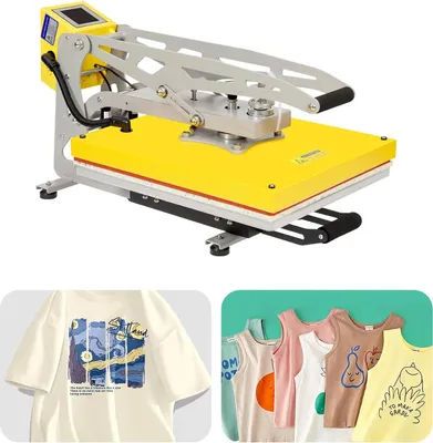 Produktbild von Transferpresse - T‑Shirt Presse & Heißprägemaschine - Halbautomatisch - Magnetisch - 2500 W - 0–250 °C - 40×50 cm - Gelb