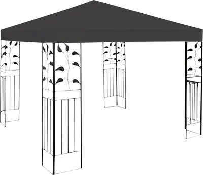 Image de Aopunly Toit de rechange Pavillon 3x3m Anthracite, Toit de pavillon avec cheminée, Housse de toit pour jardin, Couverture de pavillon