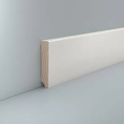 Produktbild von Sockelleiste weiß Kiefer 16 x 80 Lackiert RAL 9010 Fußleiste