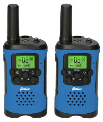 Immagine prodotto di Alecto FR-115BW - Set con due walkie talkie per bambini, portata fino a 7 chilometri, blu/nero
