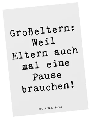 Produktbild von Mr. & Mrs. Panda Postkarte Spruch Großeltern Pause - Weiß - Geschenk, Postkarten, Generationen, Ansichtskarten, Ansichtskarte, Familienleben, Erinnerungen, Weisheit