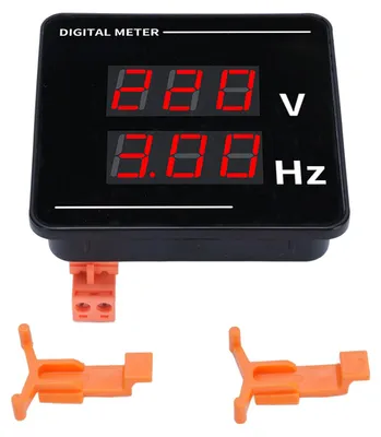 Obrázek produktu pro Digitální střídavý voltmetr, měřič frekvence, měřicí přístroj, montáž na panel, LED displej, 50-500 V, 10,0-99,9 Hz