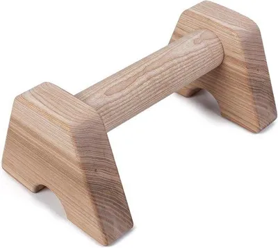 Produktbild von Druckstützen aus Holz – Paralletten für Calisthenics – Krafttraining – Ergonomischer Griff – 23 x 13 x 10 cm – Natürliches Material