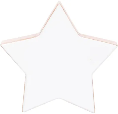 Stern-Ornament aus Holz, 12x12 cm, weiß-braun, Wandmontage